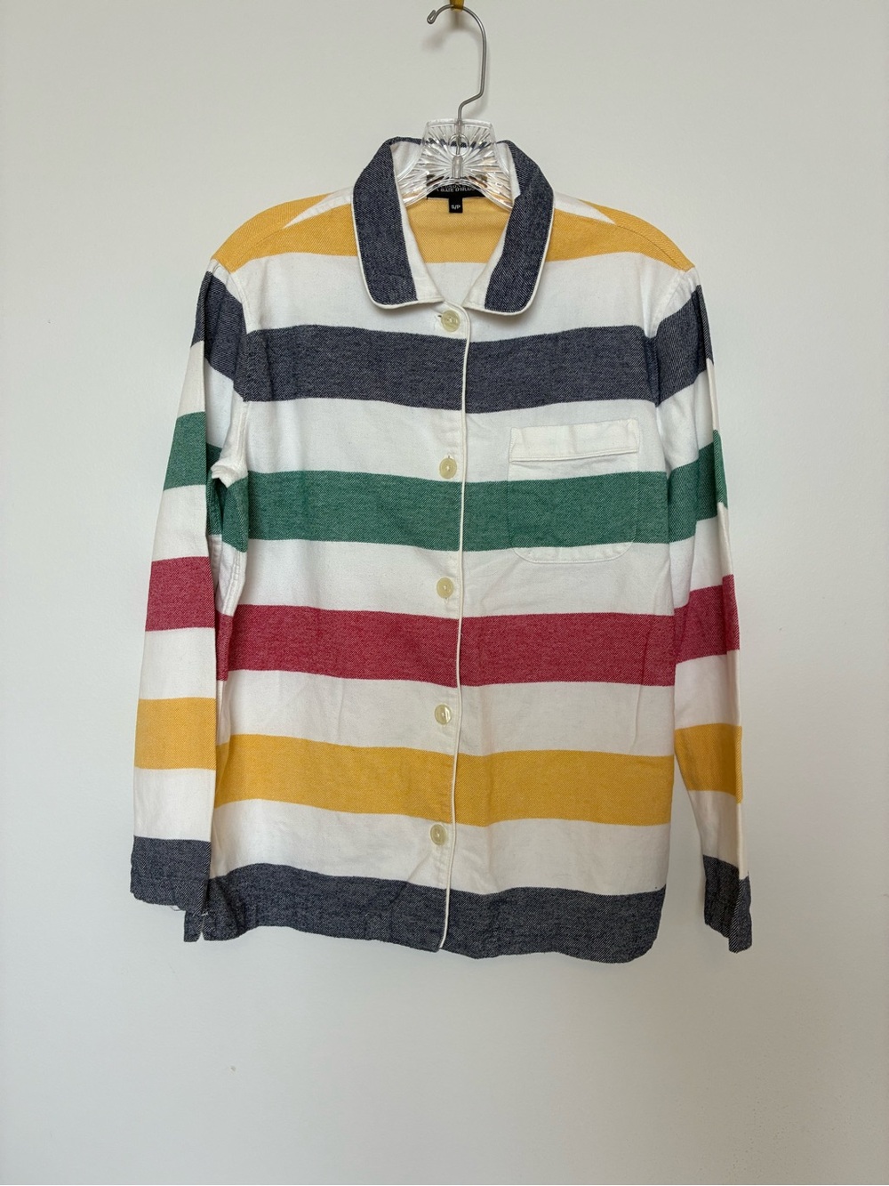 Hudson’s Bay Co. Striped Flannel Pajama Top - Button Front Sz S